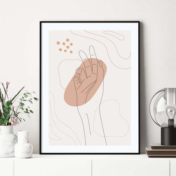Modern Minimalist Hand Abstract Boho Wall Art Print Home Decor [No Frame] - Picture 2 of 5